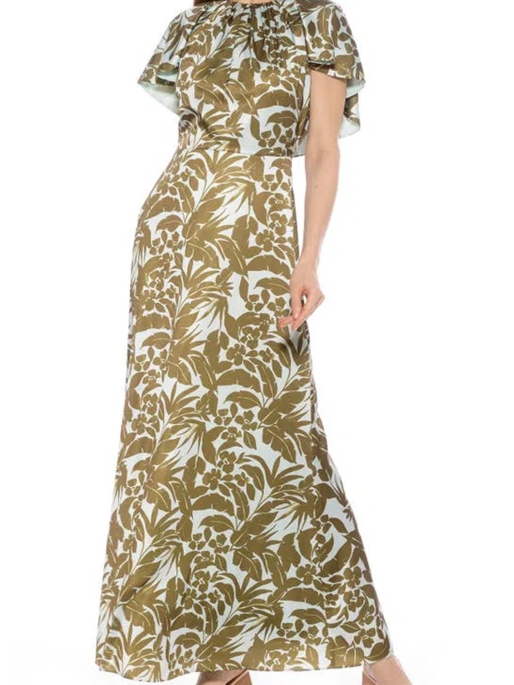 Alexia Admor Danica Capelet Sleeve Satin Maxi Dress Size 8